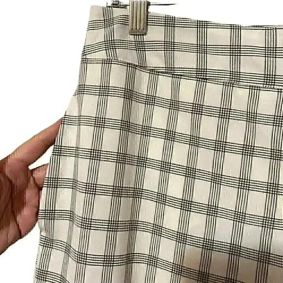 Danielle Bernstein Pant Women’s 8 Ivory Plaid Ring Zip Preppy Light Academia NWT - Picture 4 of 8